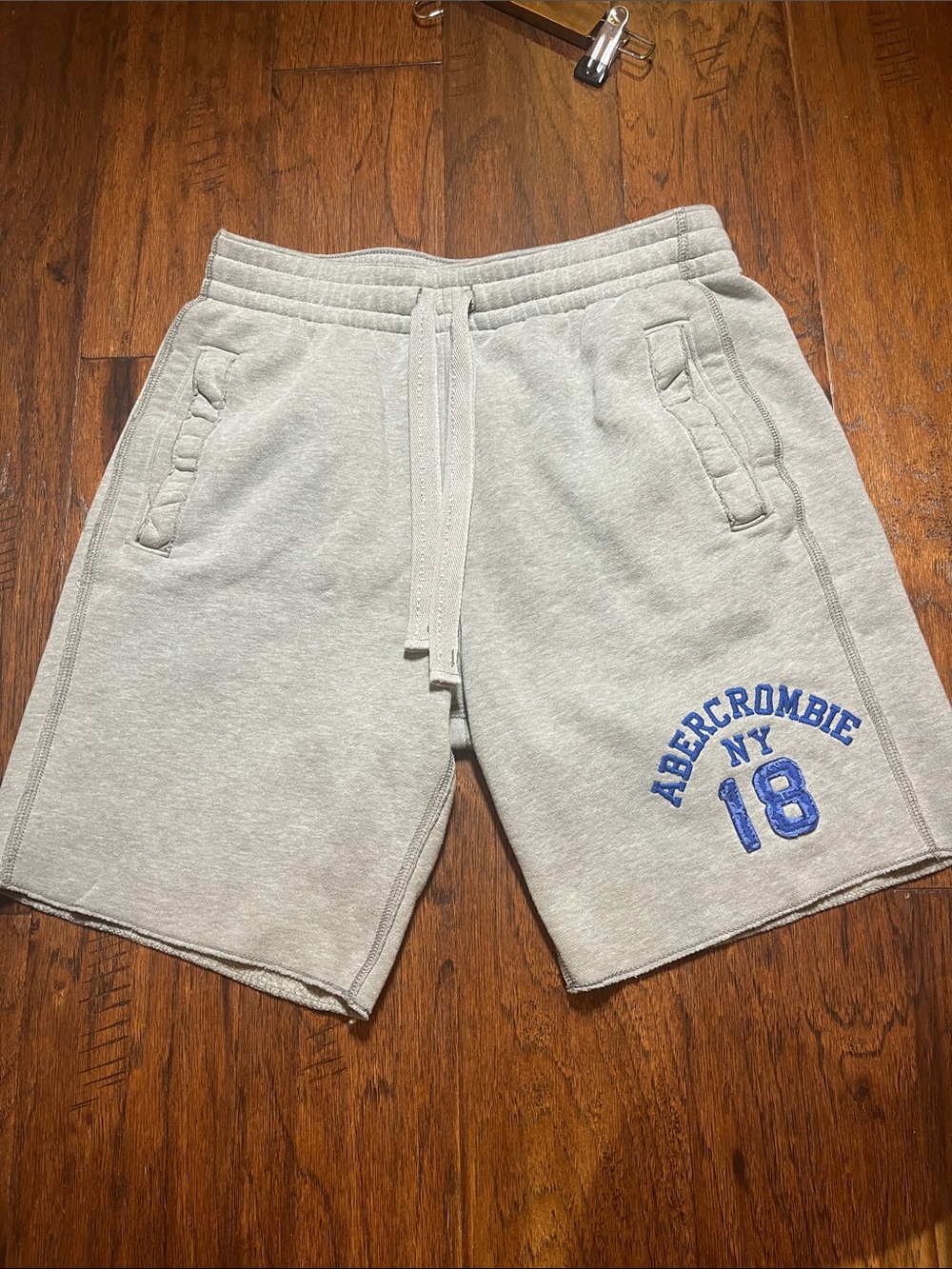 Abercrombie & Fitch Light Gray Athletic Sweatshorts with Blue Logo